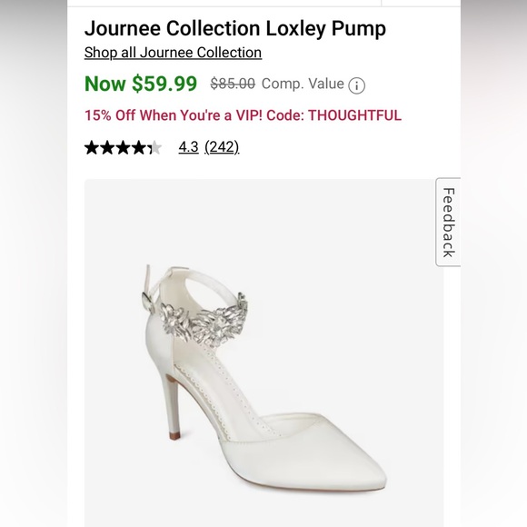 Journee Collection Shoes - White Ivory Wedding Heels 8.5 - Journee Collection Loxley Pump